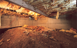 Crawl Space Moisture Barrier before in Ottawa