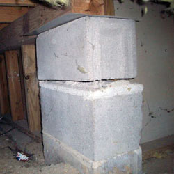 Collapsing crawl space support pillars Russell