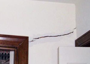 A large drywall crack in an interior wall in Richmond