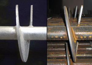 a proper and improper helical blade system in two different foundation piers in Richmond.