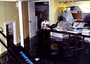 A laundry room flood in Greely, with several feet of water flooded in.