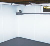 basement vapor barriers on the walls in a formerly leaky basement in Ottawa, ON